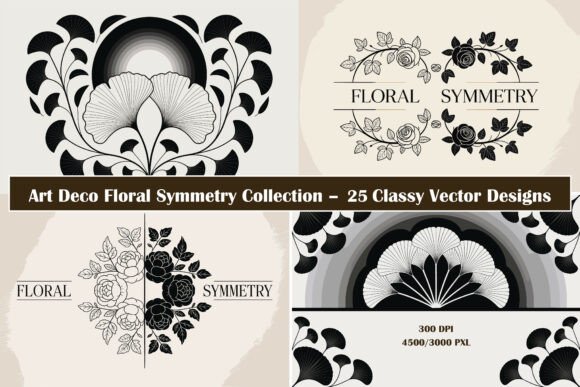 25 Elegant Floral Symmetry Set: Graphics and Illustrations for Editorial Design