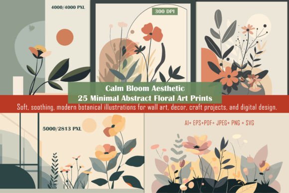 25 Minimal Abstract Floral Art Prints: Graphics and Illustrations Review