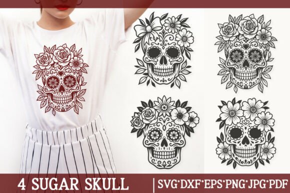 4 Floral Sugar Skull SVG Cut Files Review