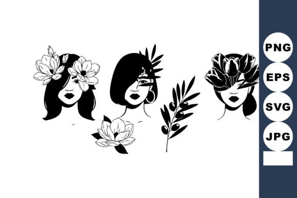 Abstract Female Faces with Floral Elemen Review