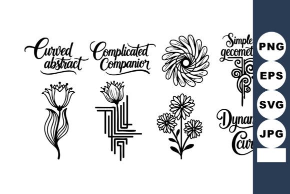 Abstract Floral Design Elements with Cur: Graphics and Illustrations Review