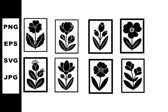 Black and White Floral Vector Illustrati Graphics and Illustrations