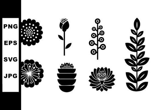 Black Silhouette Floral Shapes Vector Se Graphics and Illustrations Review