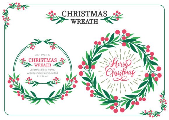 Christmas Floral Wreath and Frame Graphics and Illustrations Review
