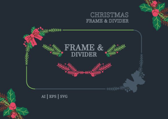 Christmas Holiday Floral Frame Divider Graphics and Illustrations Review