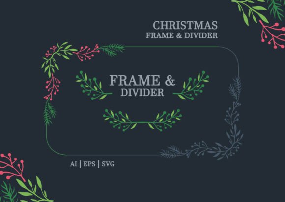 Christmas Leaf Frame, Decorative Floral Graphics and Illustrations Review