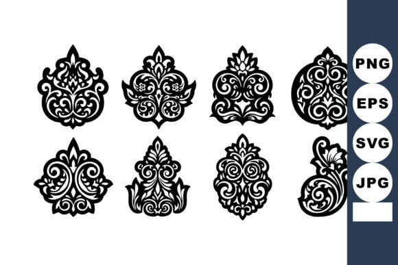 Decorative Black Ornamental Floral Vecto Graphics and Illustrations