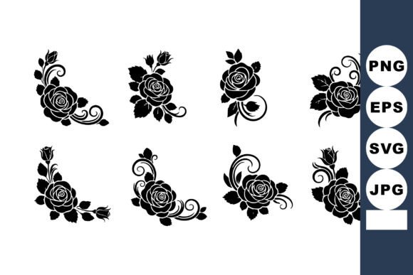 Elegant Black Floral Rose Corner Vector Review