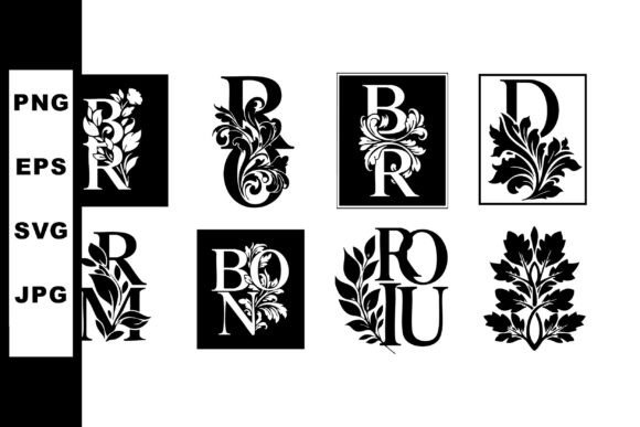 Floral Alphabet Letters R B O N U with B Graphics and Illustrations Review