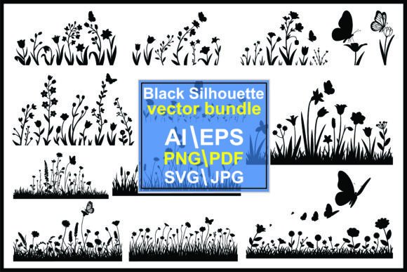 Floral and Butterfly Silhouettes Graphics and Illustrations Review