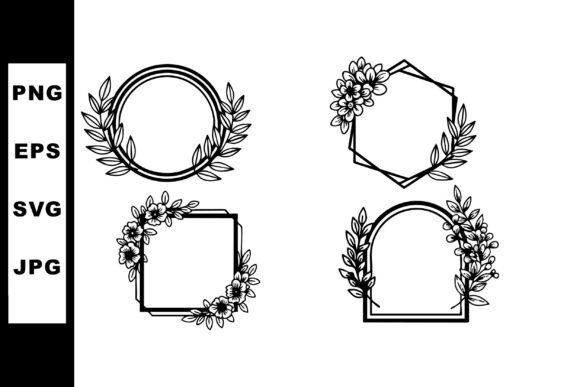 Floral Decorative Frames Vector Set with Graphics and Illustrations