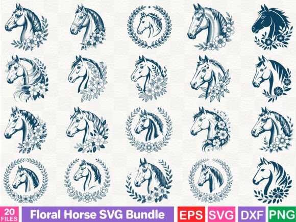 Floral Horse SVG Bundle: Graphics and Illustrations for Crafters