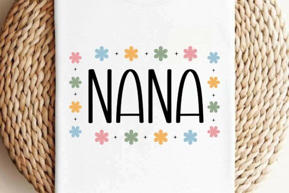 Floral Nana with Retro Flower T-shirt Graphics and Illustrations