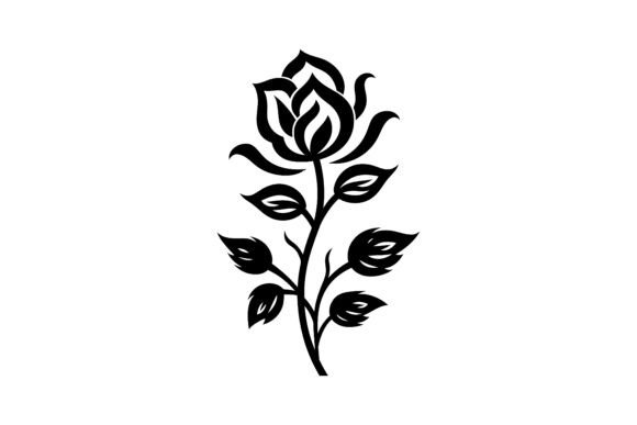 Floral Silhouette Clipart on a White Svg
