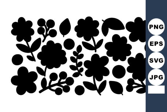 Floral Silhouette Vector with Various Fl Graphics and Illustrations