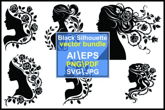 Floral Silhouette Women Bundle: Graphics and Illustrations for Modern Branding