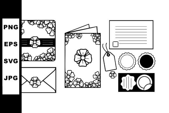 Floral Wedding Stationery Set with Envel Graphics and Illustrations