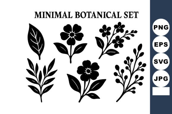 Minimal Botanical Set with Simple Floral Graphics and Illustrations