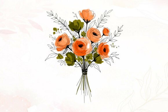 Modern Floral Bouquet Sketch Watercolor Graphics and Illustrations Review