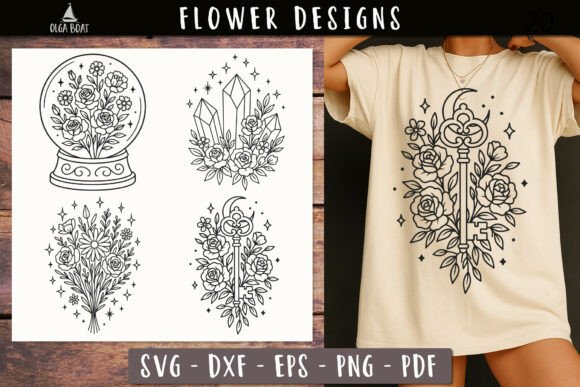 Mystical Floral SVG Designs: Graphics and Illustrations for Editorial Polish