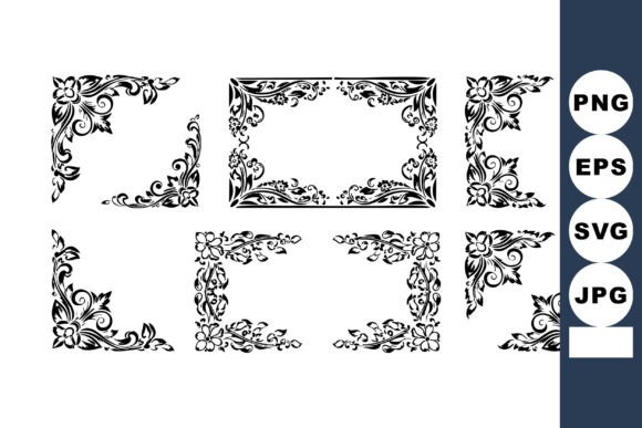 Ornamental Floral Frame Corners and Bord Graphics