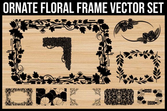 Ornate Floral Frame Vector Set: Premium Graphics and Illustrations for Branding