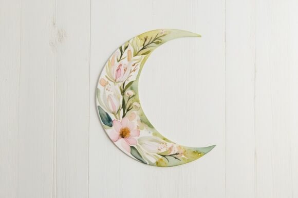 Watercolor Floral Moon🌙 Vector Design💖 Graphics and Illustrations Review