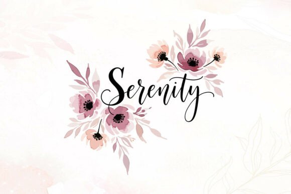 Watercolor Serenity with Floral Accent Graphics and Illustrations