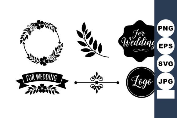 Wedding Decorative Floral Wreath Leaves Graphics and Illustrations