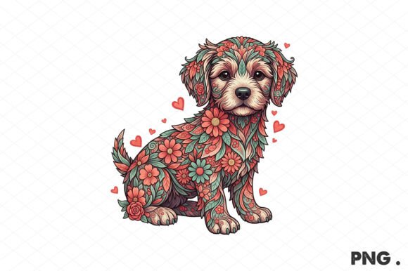 Western Floral Dog Valentine PNG Graphics and Illustrations Review