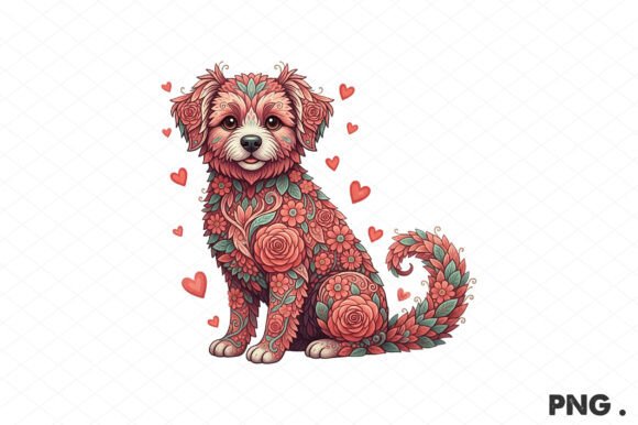 Western Floral Dog Valentines PNG Graphics and Illustrations Review